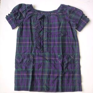 Ralph Lauren Purple and Green Ruffled Tiered Casual Dress